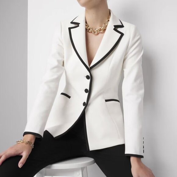 NWT White House Black Market  3-Button Signature Blazer  Size 0 - Black & White - Picture 2 of 5